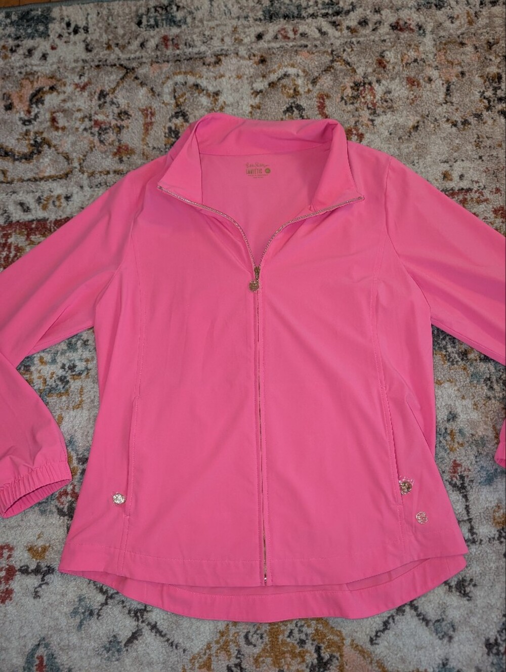 Lilly Pulitzer Women's XL Pink Zip-Front Spring Jacket Lightweight Casual